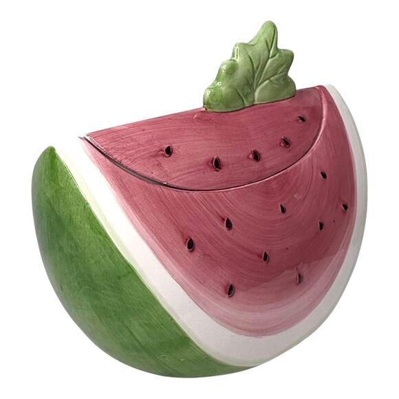 VTG Watermelon Slice COOKIE JAR Canister Container Susan Winget Certified Intern - Picture 11 of 11